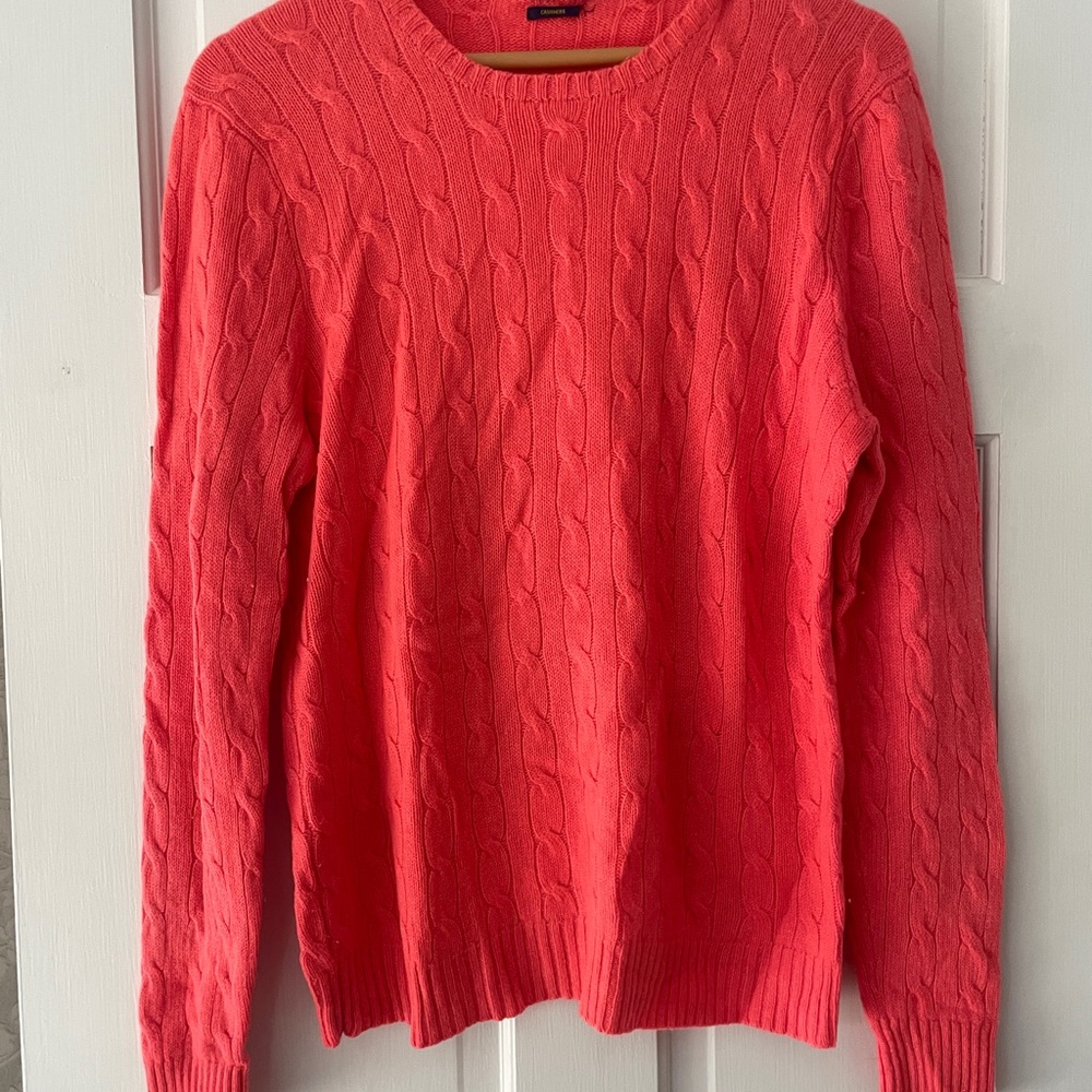 Cable Knit Coral Sweater Polo Ralph Lauren women’s coral cashmere xl